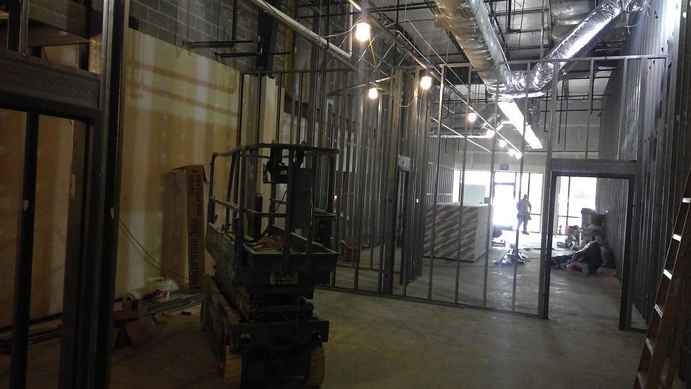 Commercial tenant interior framed with metal studs