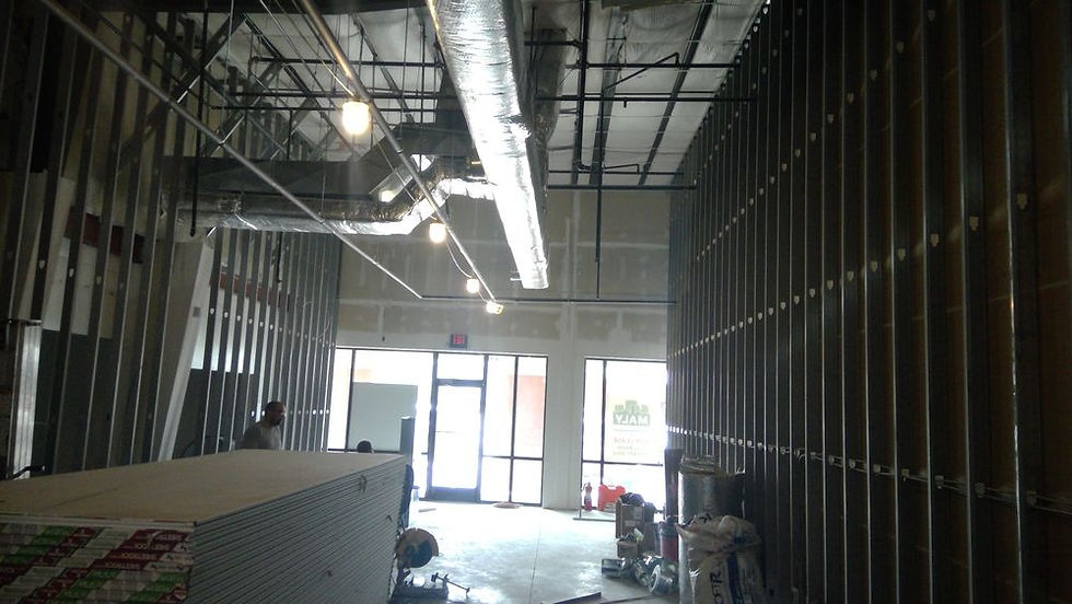 Commercial metal stud corridor framing by Central Missouri Drywall