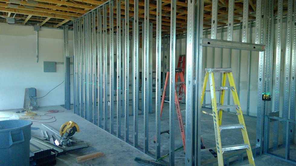 Central Missouri Drywall metal stud partition framing on a commercial project